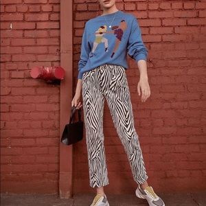 NWT Frame Denim Le High Straight Leg Jeans in Zebra Print